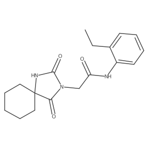 2-(2,4-dioxo-1,3-diazaspiro[4.5]dec-3-yl)-N-(2-ethylphenyl)acetamide结构式