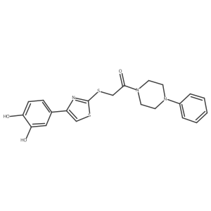 2-((4-(3,4-Dihydroxyphenyl)thiazol-2-yl)thio)-1-(4-phenylpiperazin-1-yl)ethanone结构式