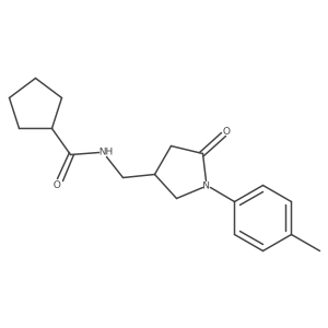 N-((5-oxo-1-(p-tolyl)pyrrolidin-3-yl)methyl)cyclopentanecarboxamide结构式
