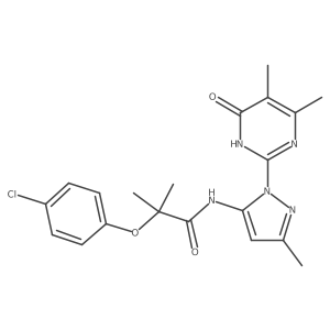 2-(4-chlorophenoxy)-N-(1-(4,5-dimethyl-6-oxo-1,6-dihydropyrimidin-2-yl)-3-methyl-1H-pyrazol-5-yl)-2-methylpropanamide结构式