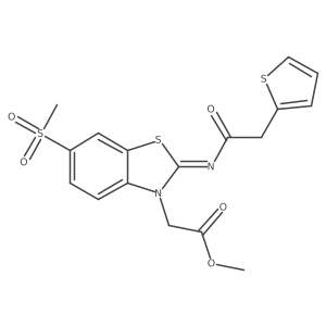 (E)-methyl 2-(6-(methylsulfonyl)-2-((2-(thiophen-2-yl)acetyl)imino)benzo[d]thiazol-3(2H)-yl)acetate Structure