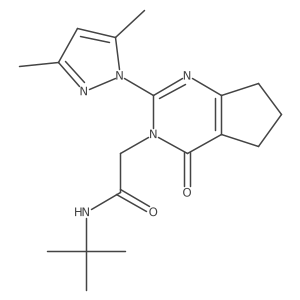 N-(tert-butyl)-2-(2-(3,5-dimethyl-1H-pyrazol-1-yl)-4-oxo-4,5,6,7-tetrahydro-3H-cyclopenta[d]pyrimidin-3-yl)acetamide结构式