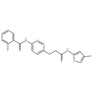 2-fluoro-N-(6-((2-((3-methylisoxazol-5-yl)amino)-2-oxoethyl)thio)pyridazin-3-yl)benzamide结构式