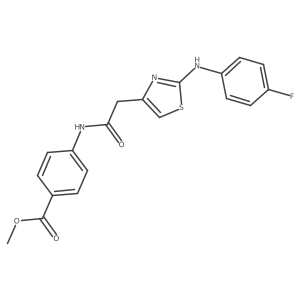 Methyl 4-(2-{2-[(4-fluorophenyl)amino]-1,3-thiazol-4-yl}acetamido)benzoate结构式