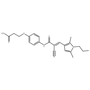 (E)-N-[4-(3-amino-3-oxopropoxy)phenyl]-2-cyano-3-(2,5-dimethyl-1-propylpyrrol-3-yl)prop-2-enamide结构式