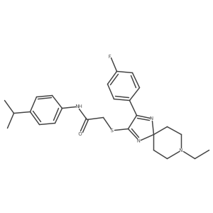 2-((8-ethyl-3-(4-fluorophenyl)-1,4,8-triazaspiro[4.5]deca-1,3-dien-2-yl)thio)-N-(4-isopropylphenyl)acetamide Structure