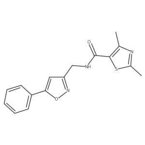 2,4-dimethyl-N-((5-phenylisoxazol-3-yl)methyl)thiazole-5-carboxamide结构式