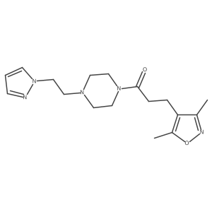 1-(4-(2-(1H-pyrazol-1-yl)ethyl)piperazin-1-yl)-3-(3,5-dimethylisoxazol-4-yl)propan-1-one结构式