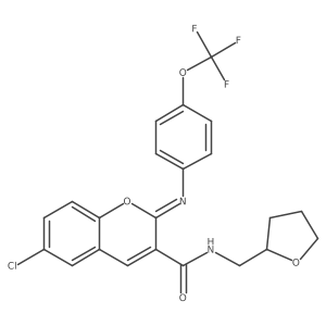 (2Z)-6-chloro-N-[(oxolan-2-yl)methyl]-2-{[4-(trifluoromethoxy)phenyl]imino}-2H-chromene-3-carboxamide结构式