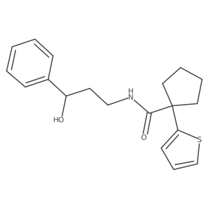N-(3-hydroxy-3-phenylpropyl)-1-(thiophen-2-yl)cyclopentanecarboxamide结构式