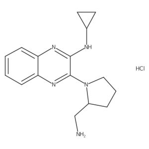 3-(2-(aminomethyl)pyrrolidin-1-yl)-N-cyclopropylquinoxalin-2-amine hydrochloride Structure