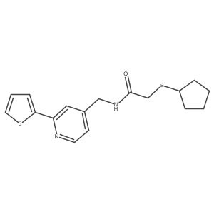 2-(cyclopentylthio)-N-((2-(thiophen-2-yl)pyridin-4-yl)methyl)acetamide结构式