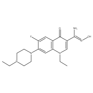 1-ethyl-7-(4-ethylpiperazin-1-yl)-6-fluoro-N'-hydroxy-4-oxo-1,4-dihydroquinoline-3-carboximidamide Structure