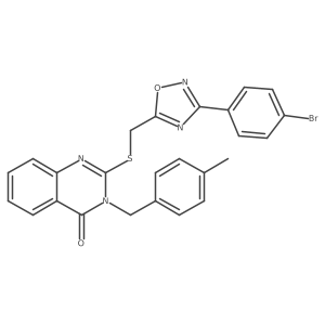 2-(((3-(4-bromophenyl)-1,2,4-oxadiazol-5-yl)methyl)thio)-3-(4-methylbenzyl)quinazolin-4(3H)-one结构式