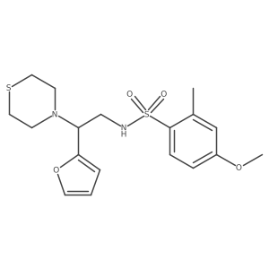 N-(2-(furan-2-yl)-2-thiomorpholinoethyl)-4-methoxy-2-methylbenzenesulfonamide结构式