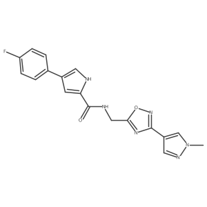 4-(4-fluorophenyl)-N-((3-(1-methyl-1H-pyrazol-4-yl)-1,2,4-oxadiazol-5-yl)methyl)-1H-pyrrole-2-carboxamide结构式