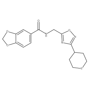 N-((3-(tetrahydro-2H-thiopyran-4-yl)-1,2,4-oxadiazol-5-yl)methyl)benzo[d][1,3]dioxole-5-carboxamide Structure