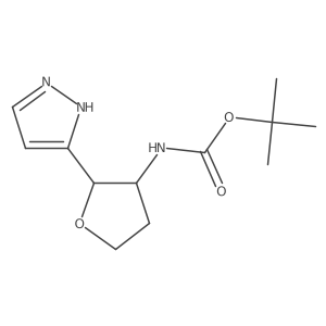 tert-Butyl N-[(2R,3R)-2-(1H-pyrazol-3-yl)oxolan-3-yl]carbamate结构式