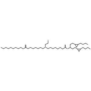 1,5-Bis(2-butylcyclopropyl)pentan-3-yl 8-((2-hydroxyethyl)(8-(nonyloxy)-8-oxooctyl)amino)octanoate结构式