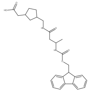 2-(3-{[(3R)-3-({[(9H-fluoren-9-yl)methoxy]carbonyl}amino)butanamido]methyl}cyclopentyl)acetic acid结构式