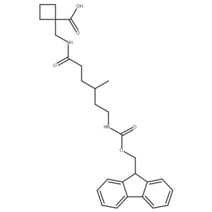 1-{[6-({[(9H-fluoren-9-yl)methoxy]carbonyl}amino)-4-methylhexanamido]methyl}cyclobutane-1-carboxylic acid结构式