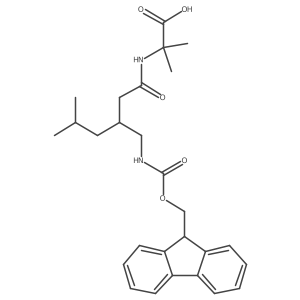 2-{3-[({[(9H-fluoren-9-yl)methoxy]carbonyl}amino)methyl]-5-methylhexanamido}-2-methylpropanoic acid结构式