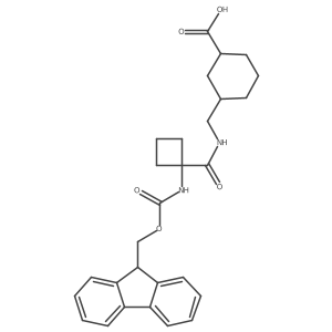 3-({[1-({[(9H-fluoren-9-yl)methoxy]carbonyl}amino)cyclobutyl]formamido}methyl)cyclohexane-1-carboxylic acid结构式