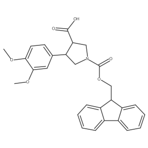 rac-(3R,4S)-4-(3,4-dimethoxyphenyl)-1-{[(9H-fluoren-9-yl)methoxy]carbonyl}pyrrolidine-3-carboxylic acid结构式