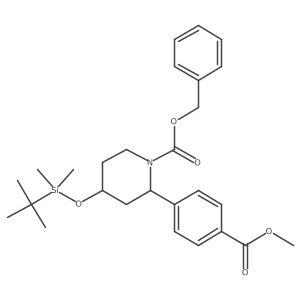 Benzyl (2S,4S)-4-((tert-butyldimethylsilyl)oxy)-2-(4-(methoxycarbonyl)phenyl)piperidine-1-carboxylate Structure