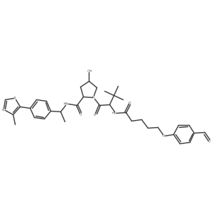 (2S,4R)-1-[(2S)-2-[5-(4-formylphenoxy)pentanoylamino]-3,3-dimethyl-butanoyl]-4-hydroxy-N-[(1S)-1-[4-(4-methylthiazol-5-yl)phenyl]ethyl]pyrrolidine-2-carboxamide Structure
