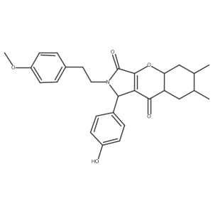 1-(4-hydroxyphenyl)-2-[2-(4-methoxyphenyl)ethyl]-6,7-dimethyl-4a,5,6,7,8,8a-hexahydro-1H-chromeno[2,3-c]pyrrole-3,9-dione结构式