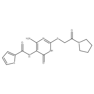 N-(4-amino-6-oxo-2-((2-oxo-2-(pyrrolidin-1-yl)ethyl)thio)-1,6-dihydropyrimidin-5-yl)thiophene-2-carboxamide Structure