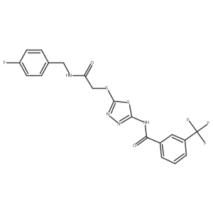 N-(5-((2-((4-fluorobenzyl)amino)-2-oxoethyl)thio)-1,3,4-thiadiazol-2-yl)-3-(trifluoromethyl)benzamide Structure