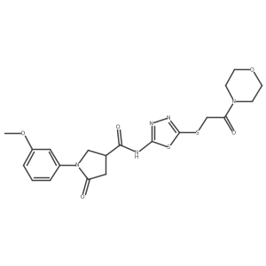 1-(3-methoxyphenyl)-N-(5-((2-morpholino-2-oxoethyl)thio)-1,3,4-thiadiazol-2-yl)-5-oxopyrrolidine-3-carboxamide结构式
