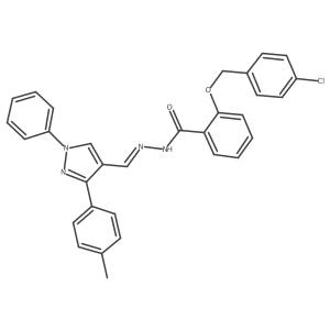 2-((4-Chlorobenzyl)oxy)-N'-((1-phenyl-3-(p-tolyl)-1H-pyrazol-4-yl)methylene)benzohydrazide结构式