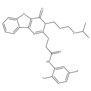 N-(2,5-difluorophenyl)-2-((3-(3-isopropoxypropyl)-4-oxo-3,4-dihydrobenzofuro[3,2-d]pyrimidin-2-yl)thio)acetamide结构式