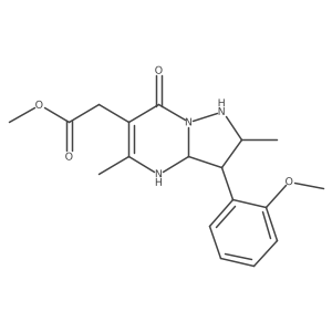 methyl 2-[3-(2-methoxyphenyl)-2,5-dimethyl-7-oxo-2,3,3a,4-tetrahydro-1H-pyrazolo[1,5-a]pyrimidin-6-yl]acetate结构式