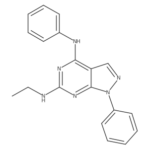 N6-ethyl-N4,1-diphenyl-1H-pyrazolo[3,4-d]pyrimidine-4,6-diamine结构式