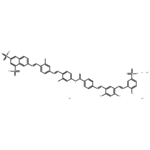 Cc1cc(N=Nc2ccc(NC(=O)c3ccc(N=Nc4cc(N=Nc5cc(S(=O)(=O)[O-])ccc5[O-])c([O-])cc4O)cc3)cc2C)ccc1N=Nc1ccc2cc(S(=O)(=O)[O-])cc(S(=O)(=O)[O-])c2c1.[Cu+2].[Na+].[Na+].[Na+]结构式