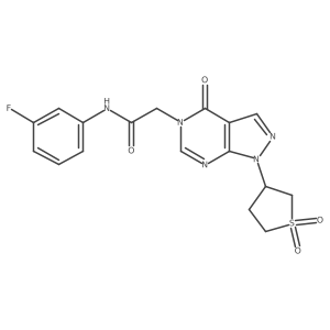 2-(1-(1,1-dioxidotetrahydrothiophen-3-yl)-4-oxo-1H-pyrazolo[3,4-d]pyrimidin-5(4H)-yl)-N-(3-fluorophenyl)acetamide结构式