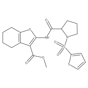 Methyl 2-(1-(thiophen-2-ylsulfonyl)pyrrolidine-2-carboxamido)-4,5,6,7-tetrahydrobenzo[b]thiophene-3-carboxylate Structure