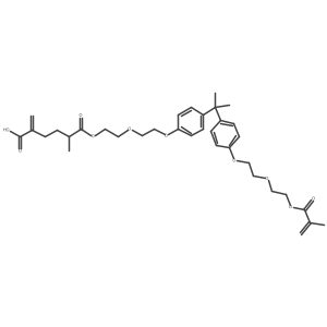 1-[2-[2-[4-[1-Methyl-1-[4-[2-[2-[(2-methyl-1-oxo-2-propen-1-yl)oxy]ethoxy]ethoxy]phenyl]ethyl]phenoxy]ethoxy]ethyl] 2-methyl-5-methylenehexanedioate结构式