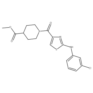 Methyl 1-(2-((3-chlorophenyl)amino)thiazole-4-carbonyl)piperidine-4-carboxylate结构式
