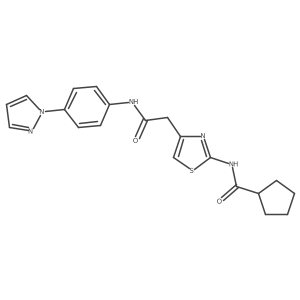 N-(4-(2-((4-(1H-pyrazol-1-yl)phenyl)amino)-2-oxoethyl)thiazol-2-yl)cyclopentanecarboxamide Structure