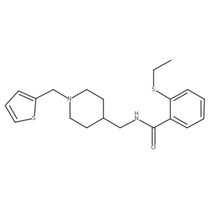 2-(ethylthio)-N-((1-(thiophen-2-ylmethyl)piperidin-4-yl)methyl)benzamide结构式