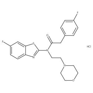 N-(6-fluorobenzo[d]thiazol-2-yl)-2-(4-fluorophenyl)-N-(2-morpholinoethyl)acetamide hydrochloride结构式