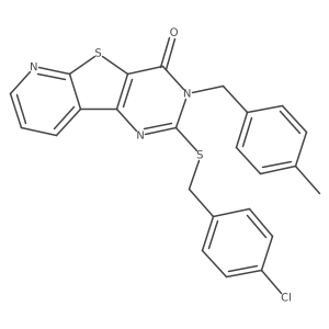 4-{[(4-Chlorophenyl)methyl]sulfanyl}-5-[(4-methylphenyl)methyl]-8-thia-3,5,10-triazatricyclo[7.4.0.0^{2,7}]trideca-1(9),2(7),3,10,12-pentaen-6-one结构式