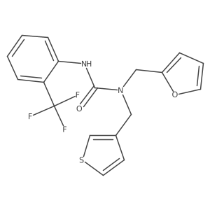 1-(Furan-2-ylmethyl)-1-(thiophen-3-ylmethyl)-3-(2-(trifluoromethyl)phenyl)urea结构式