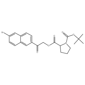 (S)-2-(2-(6-bromonaphthalen-2-yl)-2-oxoethyl) 1-tert-butyl pyrrolidine-1,2-dicarboxylate结构式
