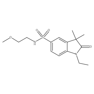 1-ethyl-N-(2-methoxyethyl)-3,3-dimethyl-2-oxo-2,3-dihydro-1H-indole-5-sulfonamide结构式